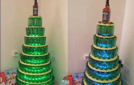 Ένα χριστουγεννιάτικο δέντρο από μπουκάλια μπίρας