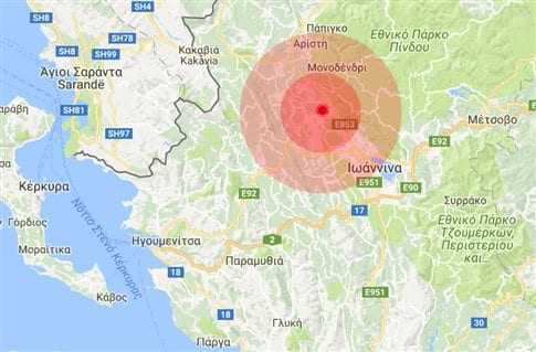 Ιωάννινα: Ισχυρός σεισμός 5,2 βαθμών – Τρέμει η γη από μετασεισμούς