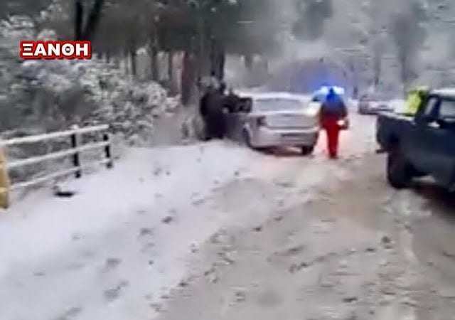 Το πρώτο τροχαίο του χιονιά στην Ξάνθη-Δεν υπήρξαν θύματα