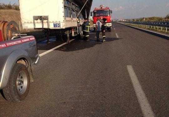 Φωτιά σε νταλίκα στην Εγνατία οδό