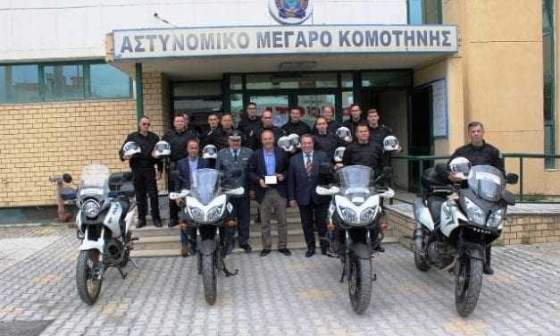 Δωρεά 20 κρανών μοτοσικλετών για τις ανάγκες της ομάδας ΔΙ.ΑΣ. της Διεύθυνσης Αστυνομίας Ροδόπης από την εταιρεία «Αιγέας ΑΜΚΕ» και άλλα αστυνομικά νέα