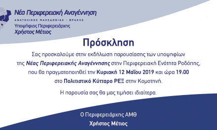 Πρόσκληση Παρουσίαση Υποψηφίων Νέα Περιφερειακή Αναγέννηση