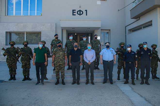 Ο Υπουργός Προστασίας του Πολίτη Μ. Χρυσοχοΐδης και ο Υπουργός Εθνικής Αμύνης Ν. Παναγιωτόπουλος επισκέφθηκαν τον Έβρο (Π.Ε. Δ’ Σ.Σ.)