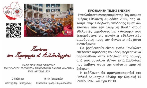 Παγκόσμια Ημέρα Εθελοντή Αιμοδότη 2025