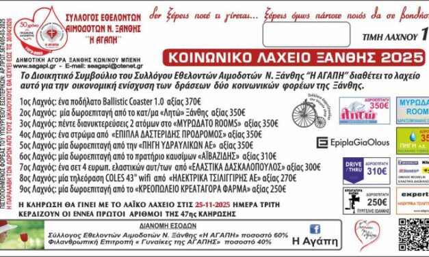 1ο ΕΥΧΑΡΙΣΤΗΡΙΟ ΚΟΙΝΩΝΙΚΟΥ ΛΑΧΕΙΟΥ ΞΑΝΘΗΣ 2025