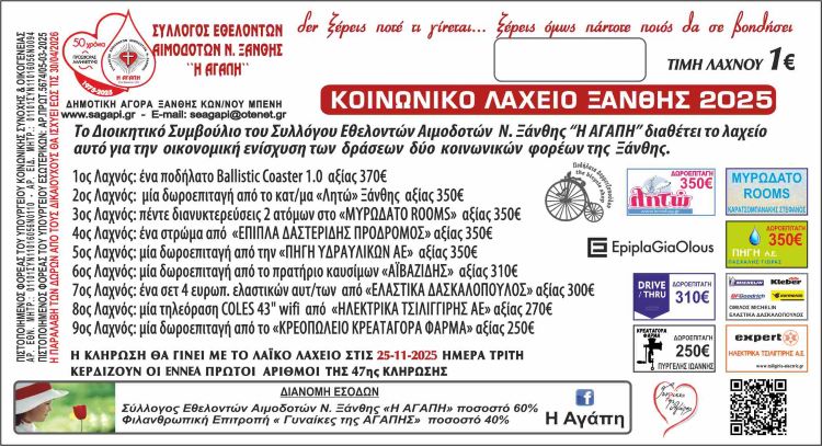1ο ΕΥΧΑΡΙΣΤΗΡΙΟ ΚΟΙΝΩΝΙΚΟΥ ΛΑΧΕΙΟΥ ΞΑΝΘΗΣ 2025
