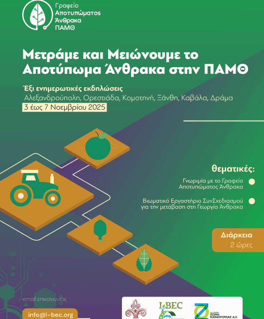 «Μετράμε και Μειώνουμε το Αποτύπωμα Άνθρακα στην ΠΑΜΘ»  Έξι ενημερωτικές δράσεις του Γραφείου Αποτυπώματος Άνθρακα της Περιφέρειας Ανατολικής Μακεδονίας και Θράκης